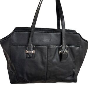 Coach Taylor F25205 Alexis Leather Carryall Satchel Tote Bag in black Leather